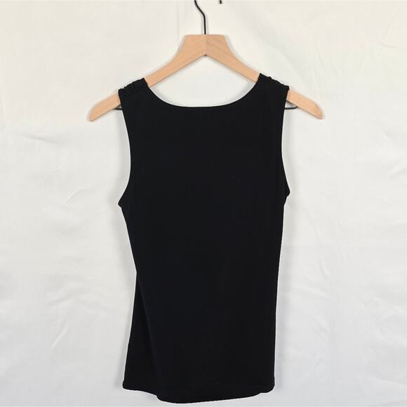 Y2K Kenneth Cole Black Cowl Neck Tank Top S | Silver Strap Detail Sexy - Picture 2 of 3